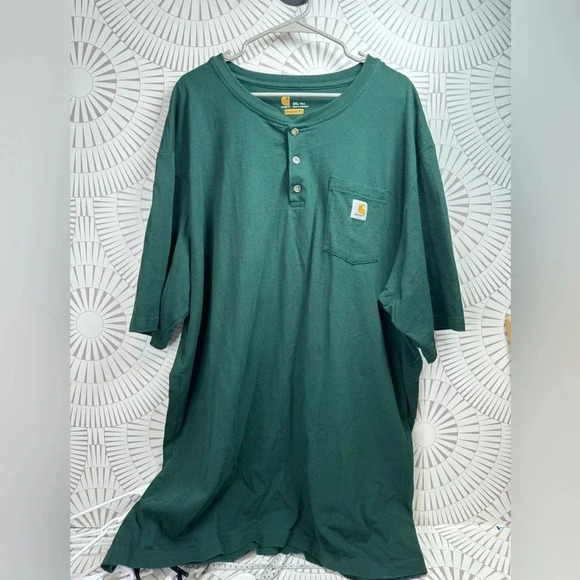 Carhartt Men’s Green 3 Button Henley 3XL TALL w/ Pocket on Chest Original Fit - Picture 1 of 5